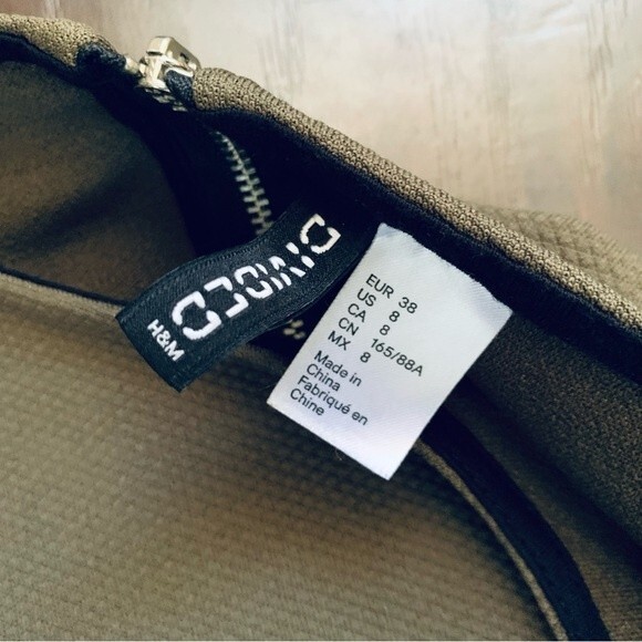 H&M Forest Green & Black Cocktail Date Night Bodycon Ribbed Mini Dress | Size: 8 - Picture 3 of 14